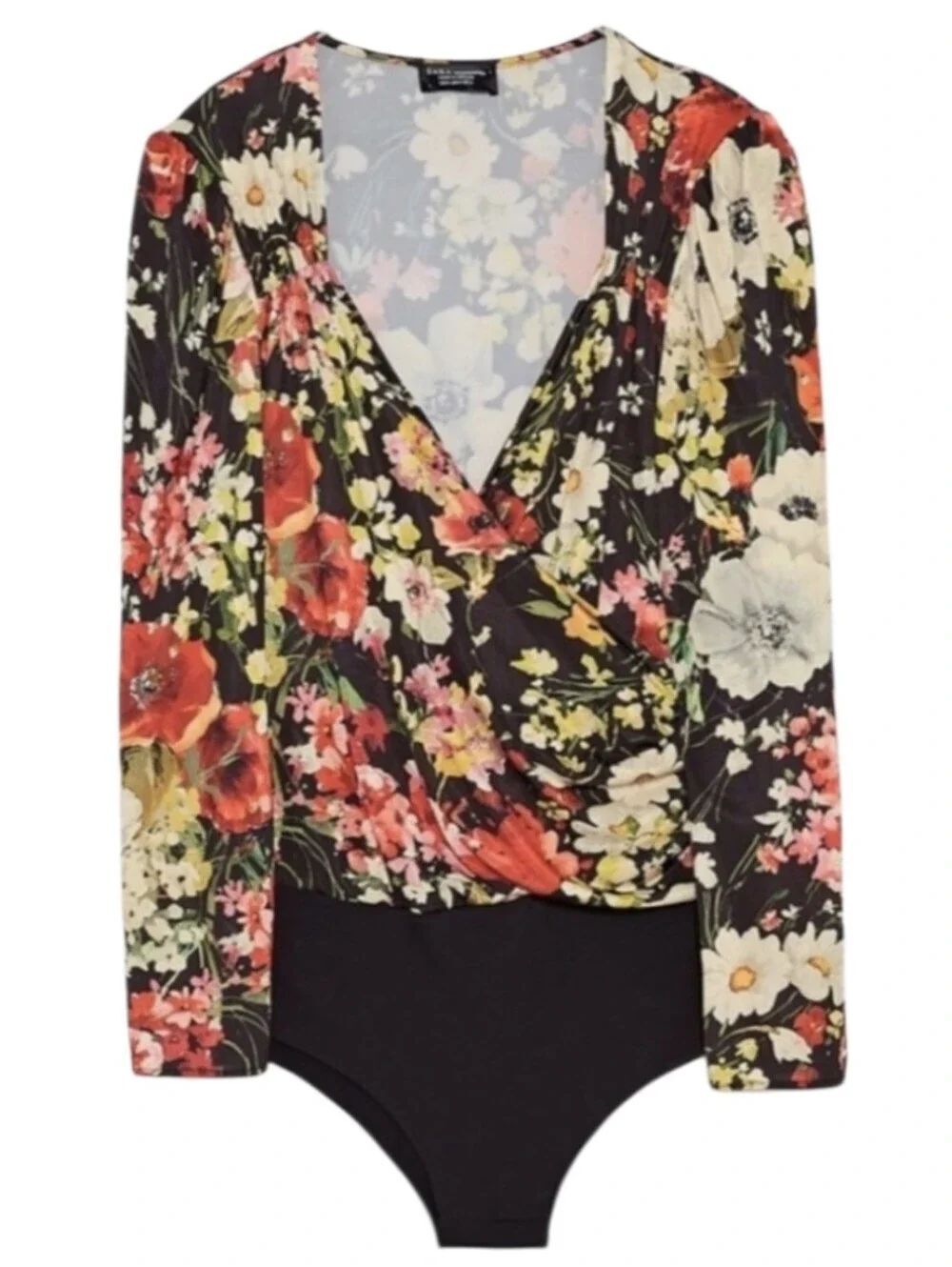 EC ZARA Long Sleeve Floral Body Suit